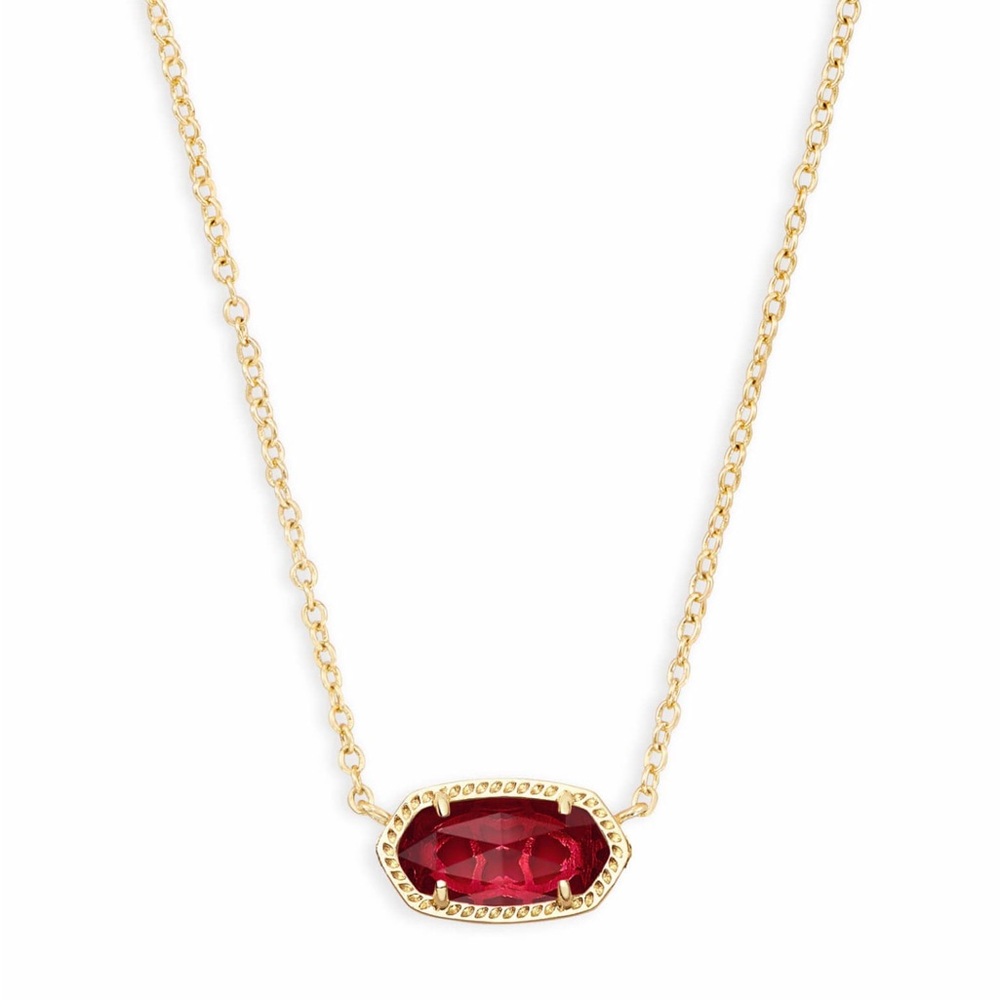 Kendra Scott Gold Elisa Necklace with Berry Glass Pendant